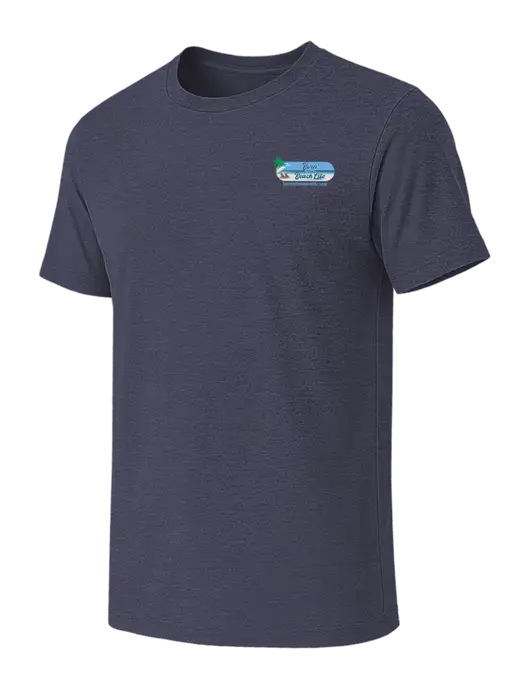 BELLA+CANVAS Heather Navy CVC Short Sleeve Tee w/Beach Life Logo