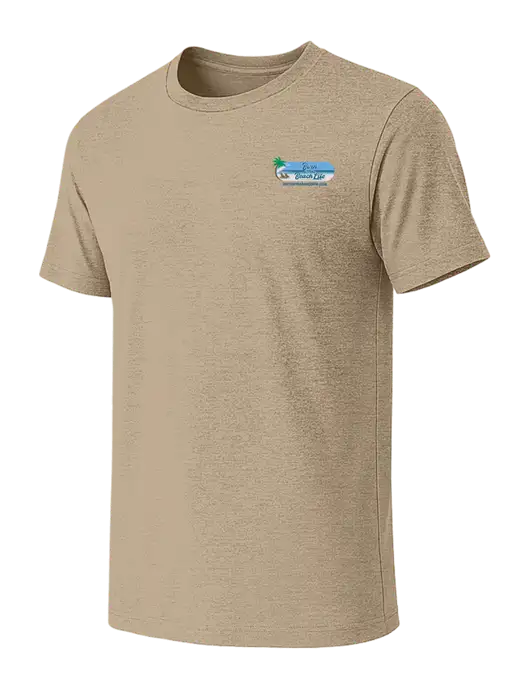 BELLA+CANVAS Heather Tan CVC Short Sleeve Tee w/Beach Life Logo