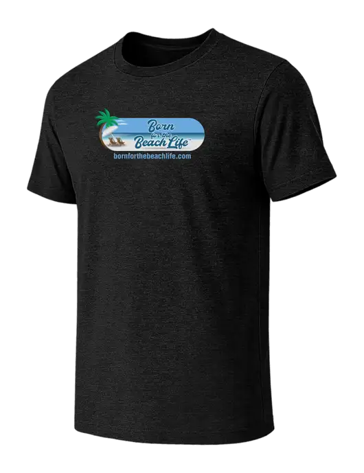 BELLA+CANVAS Black Heather CVC Short Sleeve Tee w/Beach Life Logo