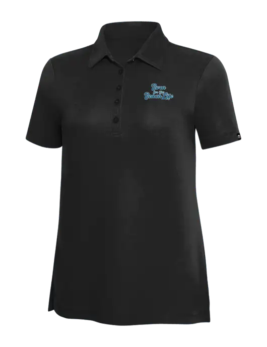TravisMathew Black Solid Womens Oceanside Polo w/Beach Life Text Logo