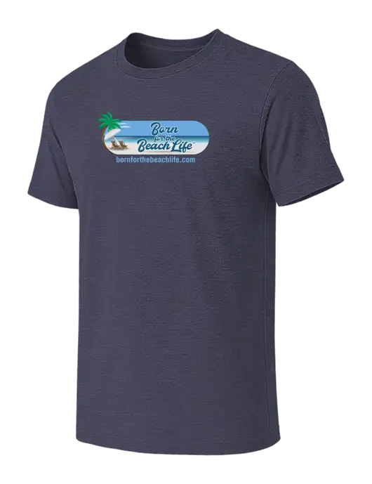 BELLA+CANVAS Heather Navy CVC Short Sleeve Tee w/Beach Life Logo