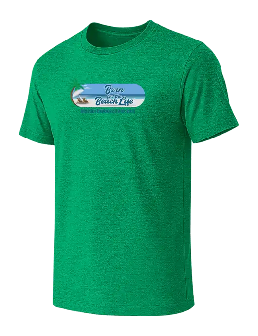 BELLA+CANVAS Heather Kelly Green CVC Short Sleeve Tee w/Beach Life Logo