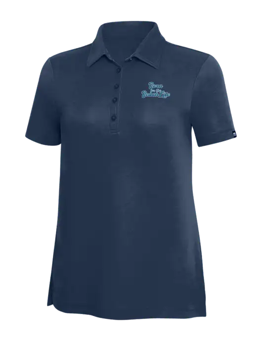 TravisMathew Navy Solid Womens Oceanside Polo w/Beach Life Text Logo