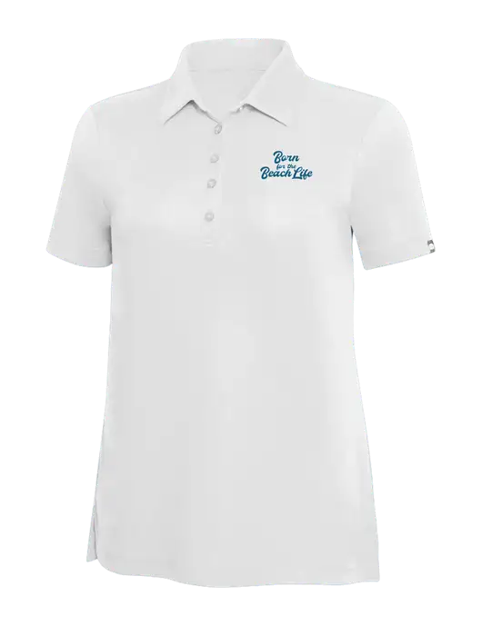 TravisMathew White Solid Womens Oceanside Polo w/Beach Life Text Logo