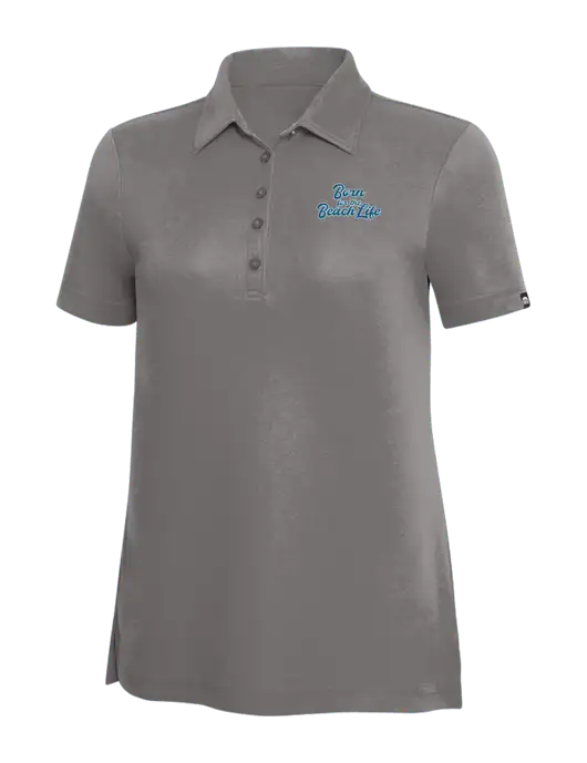 TravisMathew Grey Solid Womens Oceanside Polo w/Beach Life Text Logo