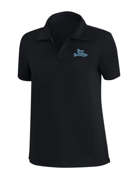 TravisMathew Black Womens Coto Performance Polo w/Beach Life Text Logo