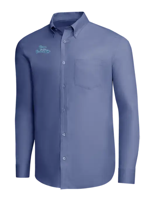Brooks Brothers Light Navy Wrinkle-Free Stretch Pinpoint Shirt w/Beach Life Text Logo