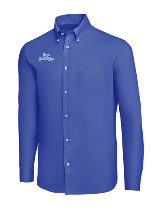Brooks Brothers Dark Royal Wrinkle-Free Stretch Nailhead Shirt w/Beach Life Text Logo