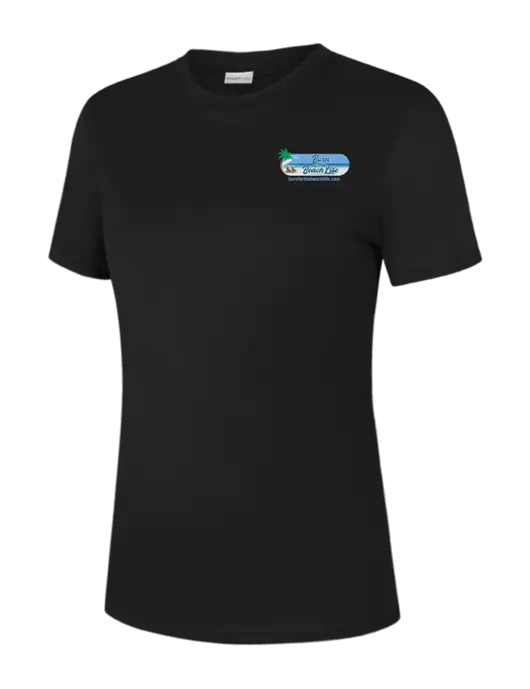  Womens Black PosiCharge Competitor Tee w/Beach Life Logo