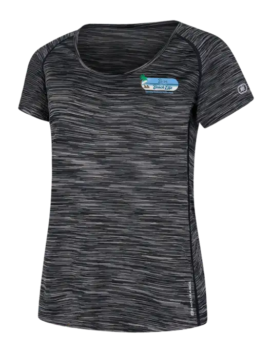 OGIO Womens Black Space Dye Verge Scoop Neck w/Beach Life Logo