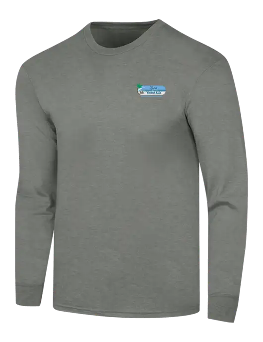 Simply Soft Long Sleeve Heathered Charcoal 4.5 oz, Poly/Combed Ring Spun Cotton T-Shirt w/Beach Life Logo