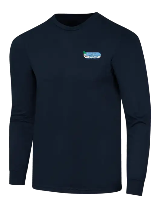 Simply Soft Long Sleeve Navy 4.5 oz, Poly/Combed Ring Spun Cotton T-Shirt w/Beach Life Logo