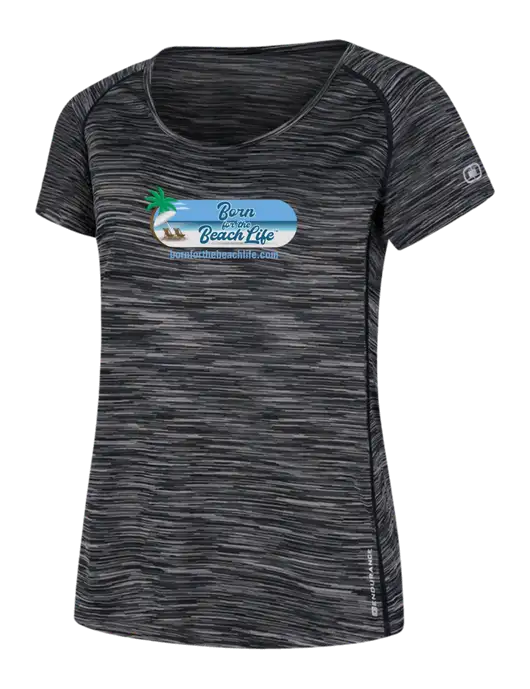 OGIO Womens Black Space Dye Verge Scoop Neck w/Beach Life Logo