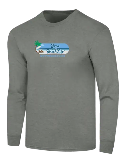 Simply Soft Long Sleeve Heathered Charcoal 4.5 oz, Poly/Combed Ring Spun Cotton T-Shirt w/Beach Life Logo