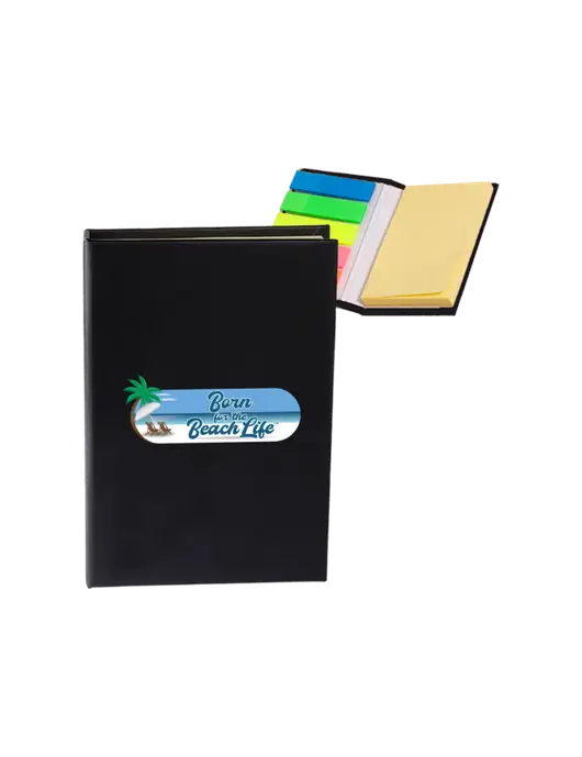 Black Micro Sticky Note Pad, 2 x 3.25 w/Beach Life Logo