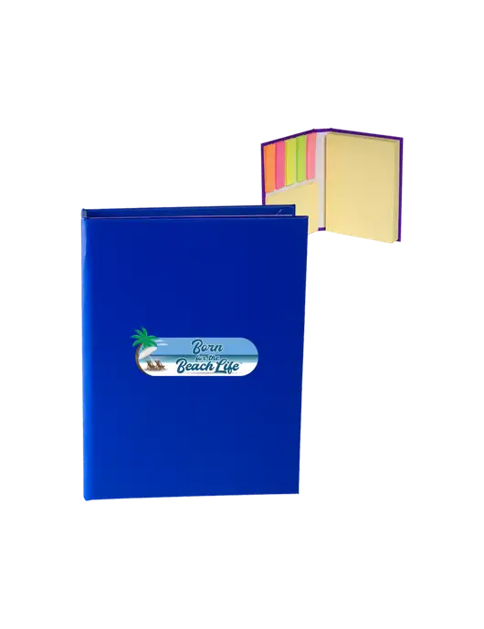 Dark Royal Blue Sticky Book Folio, 3.125 x 4.125 w/Beach Life Logo