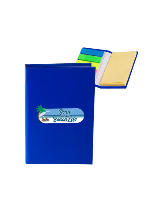 Dark Royal Blue Micro Sticky Note Pad, 2 x 3.25 w/Beach Life Logo