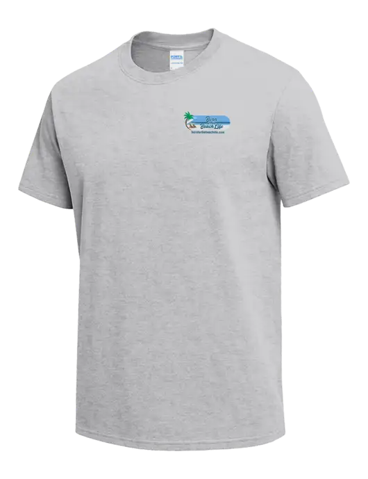 Light Grey Heather Heavyweight 6.1 oz T-Shirt w/Beach Life Logo