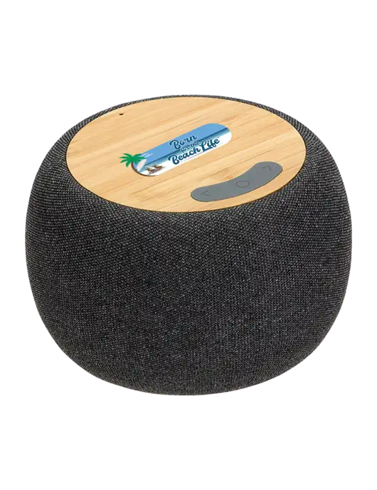 Bamboo Wireless Speaker With 5W Wireless Charger w/Beach Life Logo