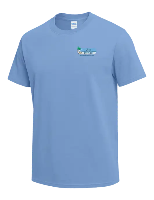 Light Blue Heavyweight 6.1 oz T-Shirt w/Beach Life Logo