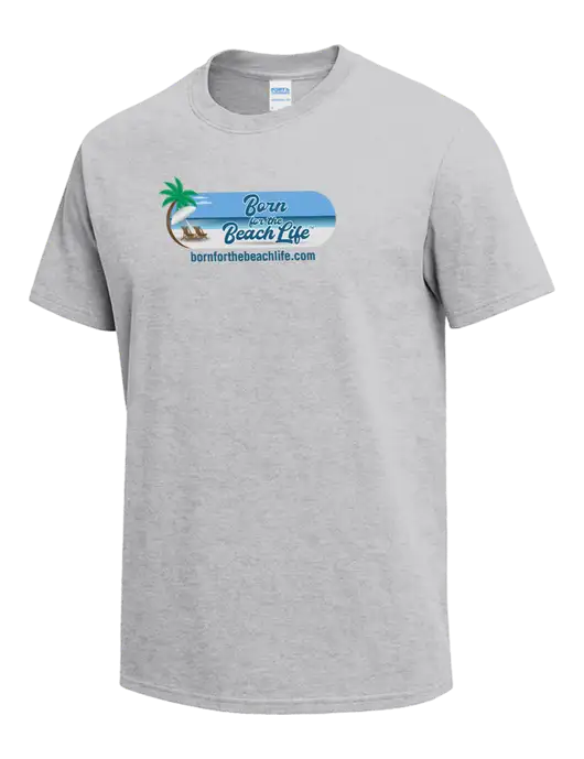 Light Grey Heather Heavyweight 6.1 oz T-Shirt w/Beach Life Logo