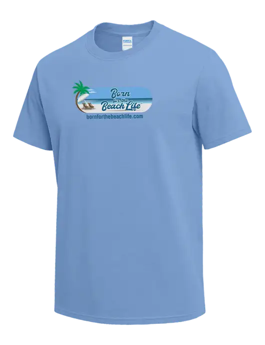 Light Blue Heavyweight 6.1 oz T-Shirt w/Beach Life Logo