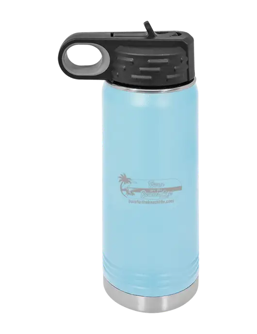 Polar Camel 20 oz Powder Coated Light Blue Vacuum Insulated Water Bottle w/Beach Life Logo
