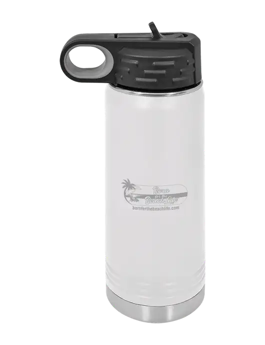 Polar Camel 20 oz Powder Coated White Vacuum Insulated Water Bottle w/Beach Life Logo