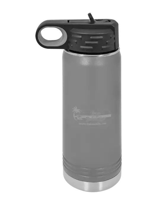 Polar Camel 20 oz Powder Coated Grey Vacuum Insulated Water Bottle w/Beach Life Logo