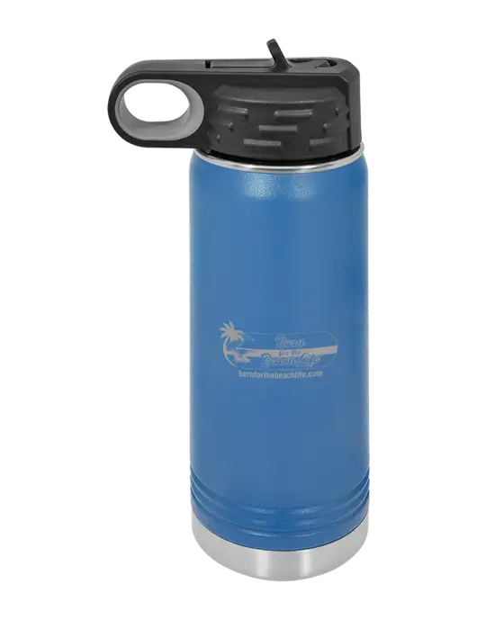 Polar Camel 20 oz Powder Coated Royal Vacuum Insulated Water Bottle w/Beach Life Logo