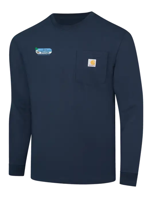 Carhartt Navy Workwear Pocket Long Sleeve T-Shirt w/Beach Life Logo