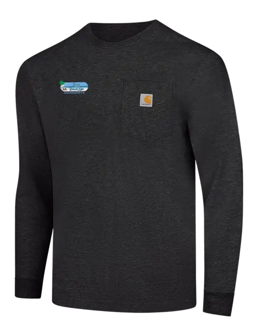 Carhartt Dark Grey Heather Workwear Pocket Long Sleeve T-Shirt w/Beach Life Logo
