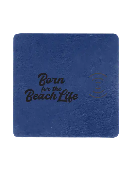 Light Navy Blue Laserable Leatherette Phone Charging Mat w/Beach Life Text Logo