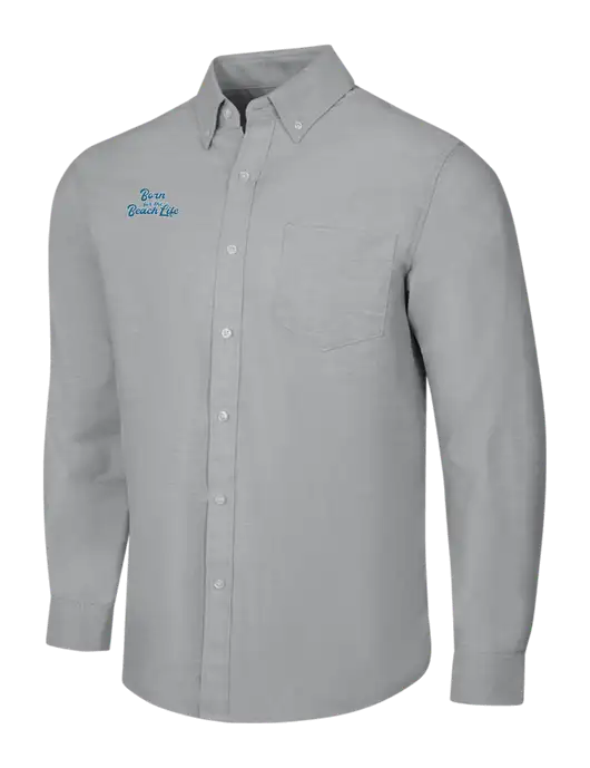 Light Grey SuperPro Oxford Shirt w/Beach Life Text Logo