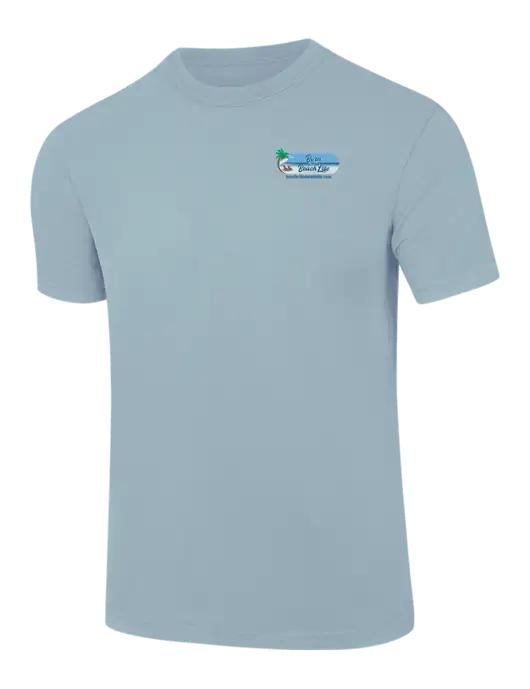 Comfort Colors 6.1 oz Light Blue Heavyweight Ring Spun T-Shirt w/Beach Life Logo
