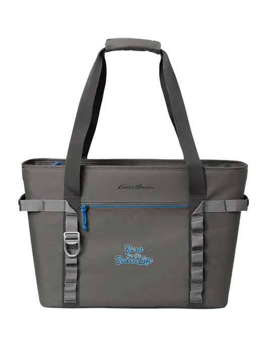 Eddie Bauer Dark Medium Grey/Royal Max Cool Tote Cooler  w/Beach Life Text Logo
