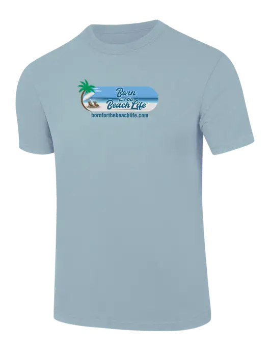 Comfort Colors 6.1 oz Light Blue Heavyweight Ring Spun T-Shirt w/Beach Life Logo