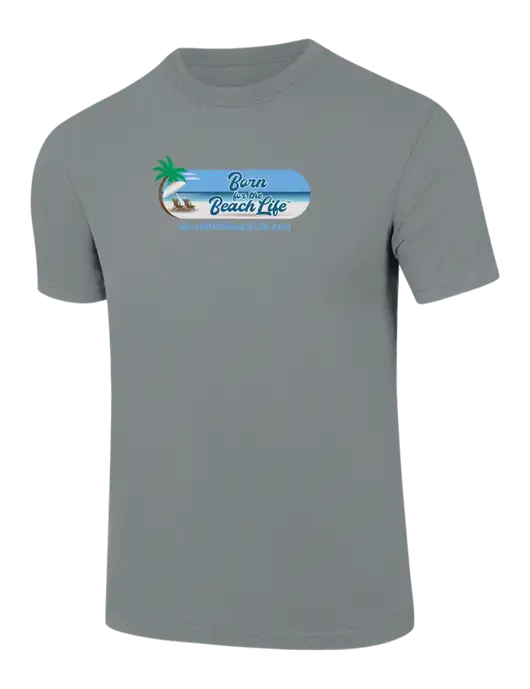 Comfort Colors 6.1 oz Medium Grey Heavyweight Ring Spun T-Shirt w/Beach Life Logo