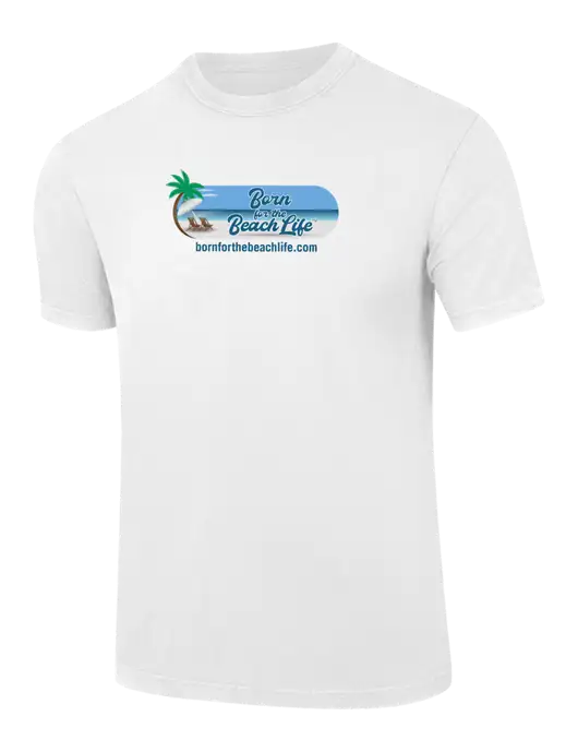 Comfort Colors 6.1 oz White Heavyweight Ring Spun T-Shirt w/Beach Life Logo