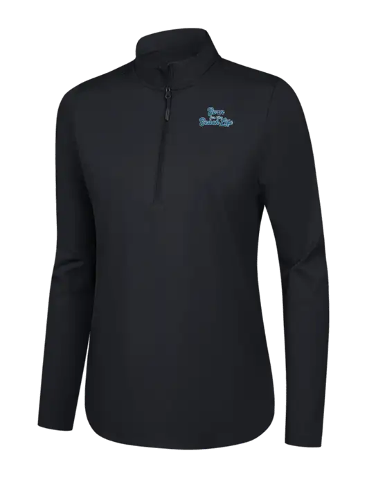  Womens Black C-FREE Double Knit 1/4-Zip w/Beach Life Text Logo
