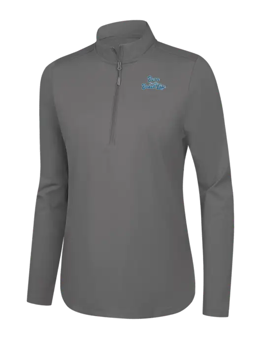  Womens Dark Medium Grey C-FREE Double Knit 1/4-Zip w/Beach Life Text Logo