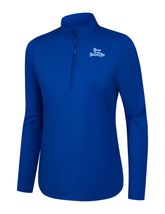  Womens Dark Royal C-FREE Double Knit 1/4-Zip w/Beach Life Text Logo