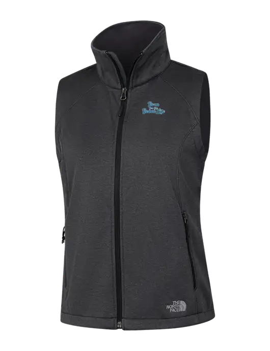 The North Face Womens Dark Grey Heather Ridgewall Soft Shell Vest  w/Beach Life Text Logo