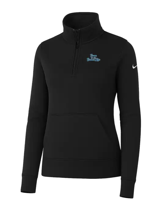 Nike Womens Black Club Fleece Sleeve Swoosh 1/2-Zip w/Beach Life Text Logo