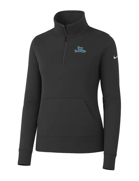 Nike Womens Dark Grey Club Fleece Sleeve Swoosh 1/2-Zip w/Beach Life Text Logo