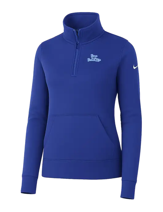 Nike Womens Royal Club Fleece Sleeve Swoosh 1/2-Zip w/Beach Life Text Logo