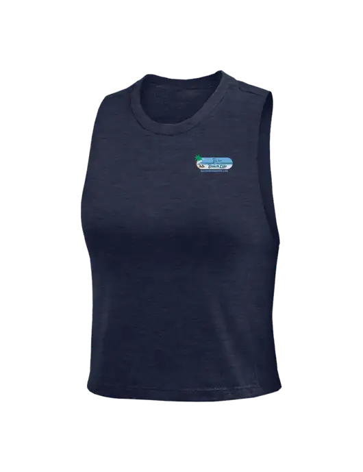 BELLA+CANVAS Womens Heather Navy Racerback Crop Tank  w/Beach Life Logo