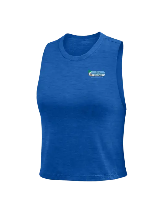 BELLA+CANVAS Womens Heather Royal Racerback Crop Tank  w/Beach Life Logo