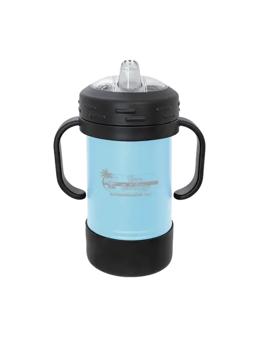 Polar Camel 10 oz Powder Coated Light Blue Sippy Cup w/Beach Life Logo