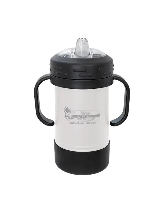 Polar Camel 10 oz Powder Coated White Sippy Cup w/Beach Life Logo